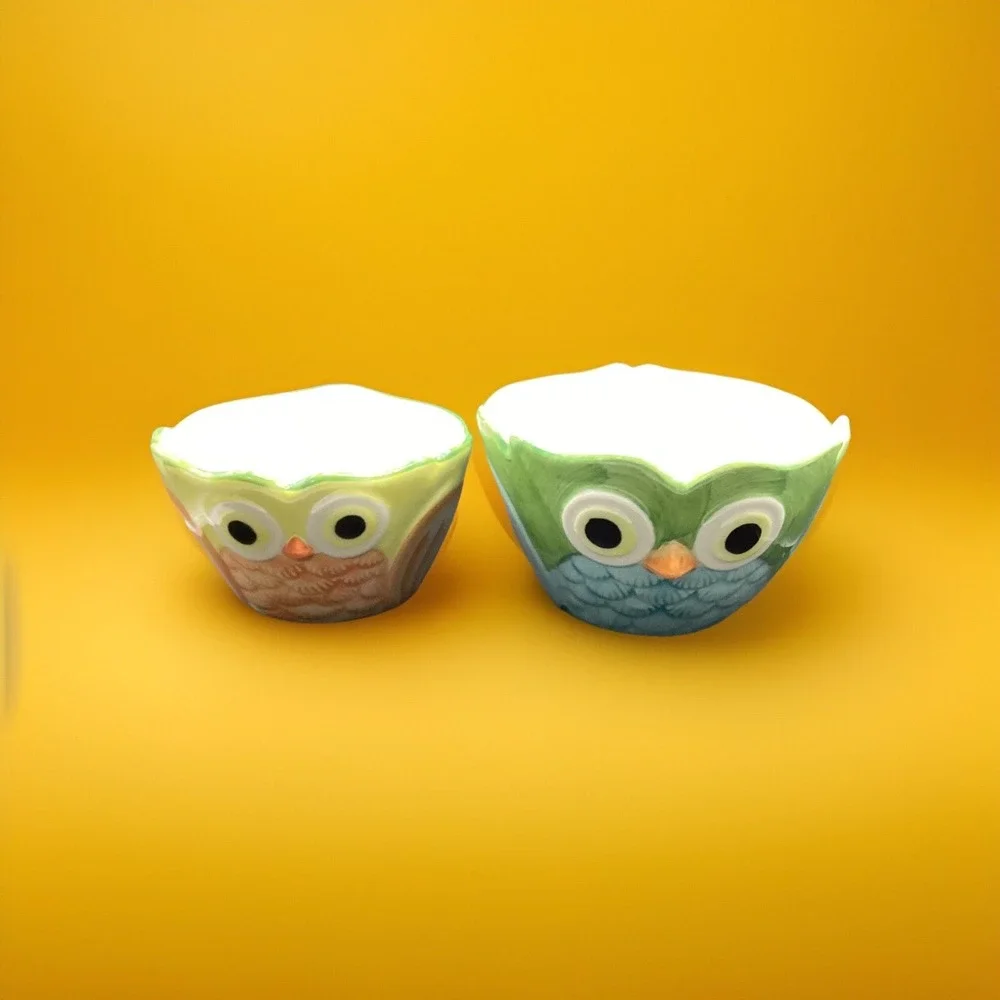 Porcelain Owl Measuring Cups Hand Painted for Pier 1 Imports (1/2 cup and 1 cup)